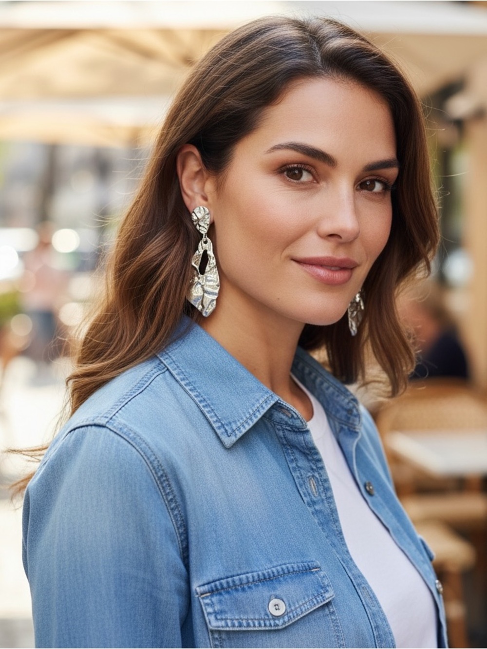 Hammered Metal Marque Earrings!